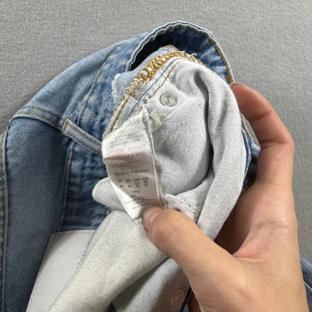 boohooMAN Jeans Mens 32x28‎ Light Blue Straight Leg Denim